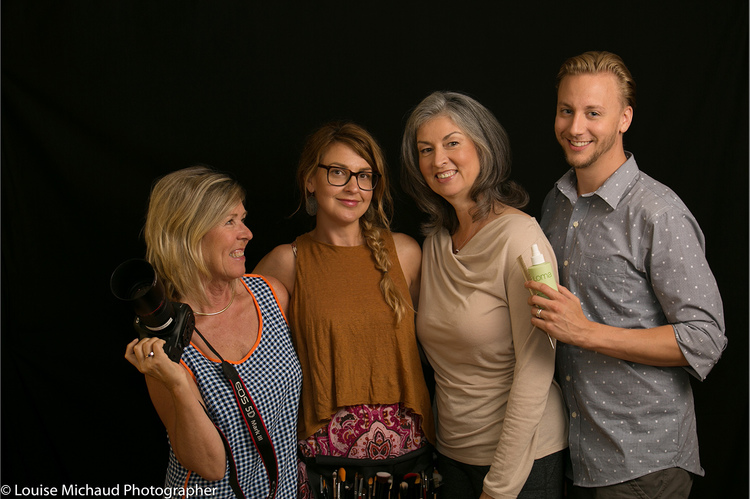 Photo by Louise Michaud, who is shown with camera in hand. Lynda is wearing cream colored blouse.