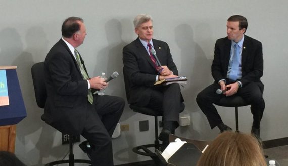 Creigh Deeds, Bill Cassidy and Chris Murphy discussing mental health at Senate Summit