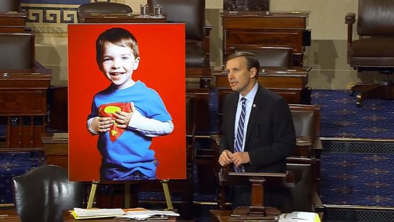 Sen. Chris Murphy filibusters after Sandy Hook shootings in his state. 